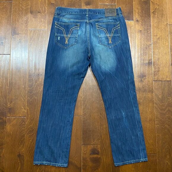 Ecko Unltd. Vintage Y2K Straight Leg Distressed Denim Blue Jeans Size 38 x 32 - Picture 5 of 10